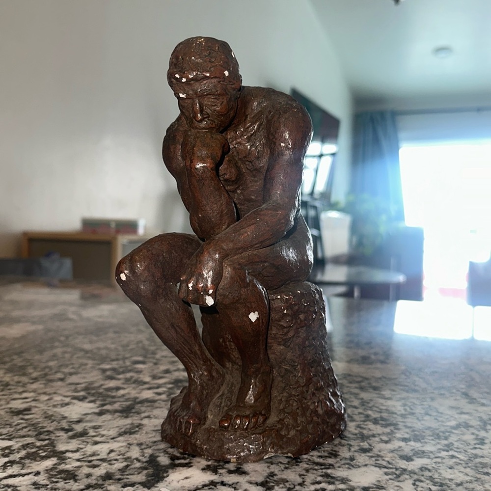 The Thinker. Austin productions. 1962. Cast Stone with patina.